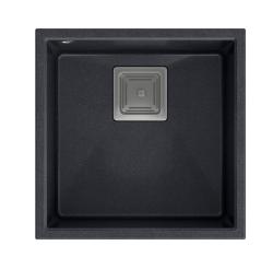 Quadri Quadrangle anthracite undermount granite sink 42x42cm with stainless steel plug 1208967486