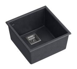 Quadri Quadrangle anthracite undermount granite sink 42x42cm with stainless steel plug 1208967486