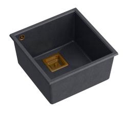 Quadri Quadrangle anthracite undermount granite sink 42x42cm with copper plug 1208967488