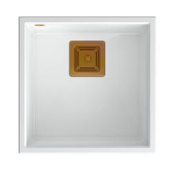 Quadri Quadrangle white undermount granite sink 42x42cm with copper plug 1208967490