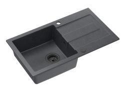 Quadri Sutton anthracite granite inset sink with reversible drainer 78x45cm with black plug 1208967495