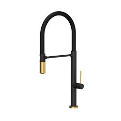 Quadri Brighton black kitchen mixer with golden finish with flexible black spout 1208967497