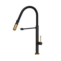 Quadri Brighton black kitchen mixer with copper finish with flexible black spout 1208967498