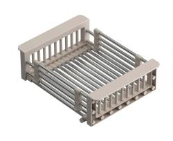 Quadri Universal extendable insert drainer basket stainless steel with beige handles 225mm wide 1208967544