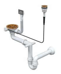 Quadri London copper drain set including overflow and push-to-open button copper 1208967545