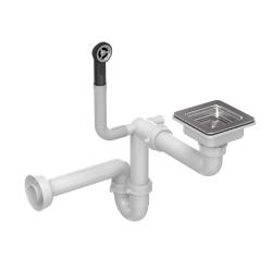 Quadri London stainless steel square drain set sink including stainless steel overflow 1208967549