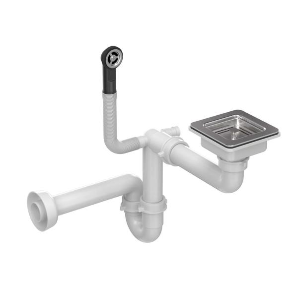 Quadri London stainless steel square drain set sink including stainless steel overflow 1208967549