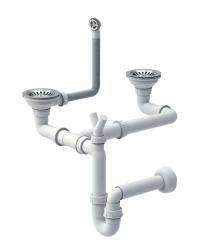 Quadri London stainless steel double drain set sink including overflow stainless steel 1208967550