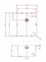 Pure.Sink Prestige stainless steel sink 34x40 cm 10mm radius undermount, flush mount, and top mount PPG3440-02