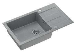 Quadri Sutton XL grey granite inset sink with reversible drainer 78x45cm with grey plug 1208967576