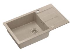 Quadri Sutton XL beige sand granite inset sink with reversible drainer 78x45cm with beige plug 1208967577