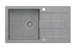 Quadri Sutton grey granite inset sink with reversible drainer 78x45cm with grey plug 1208967578