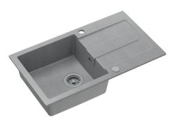 Quadri Sutton grey granite inset sink with reversible drainer 78x45cm with grey plug 1208967578