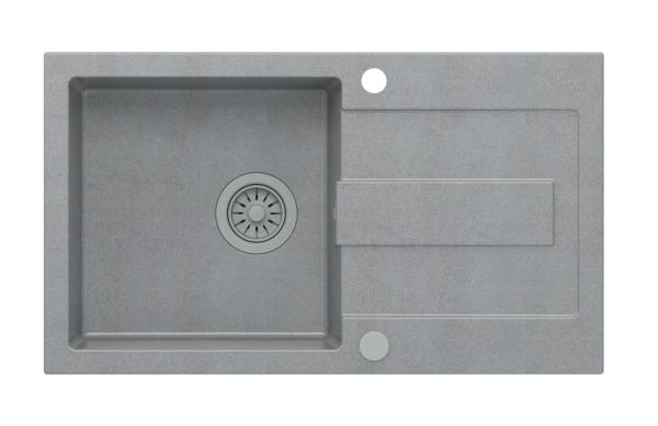 Quadri Sutton grey granite inset sink with reversible drainer 78x45cm with grey plug 1208967578