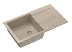 Quadri Sutton beige sand granite inset sink with reversible drainer 78x45cm with beige plug 1208967579