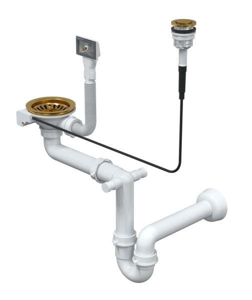 Quadri Oxford gold sink drain set including overflow and push-to-open button gold 1208967588