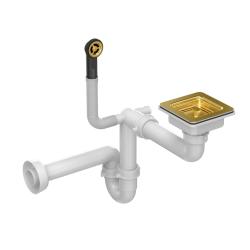 Quadri Quadrangle golden square drain set sink including overflow gold 1208967594