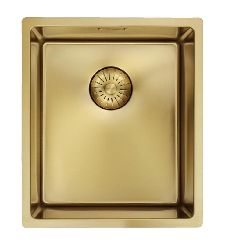 Pure.Sink Prestige sink 34x40 cm PVD Gold 10mm radius undermount, flush mount, and top mount PPG3440-60