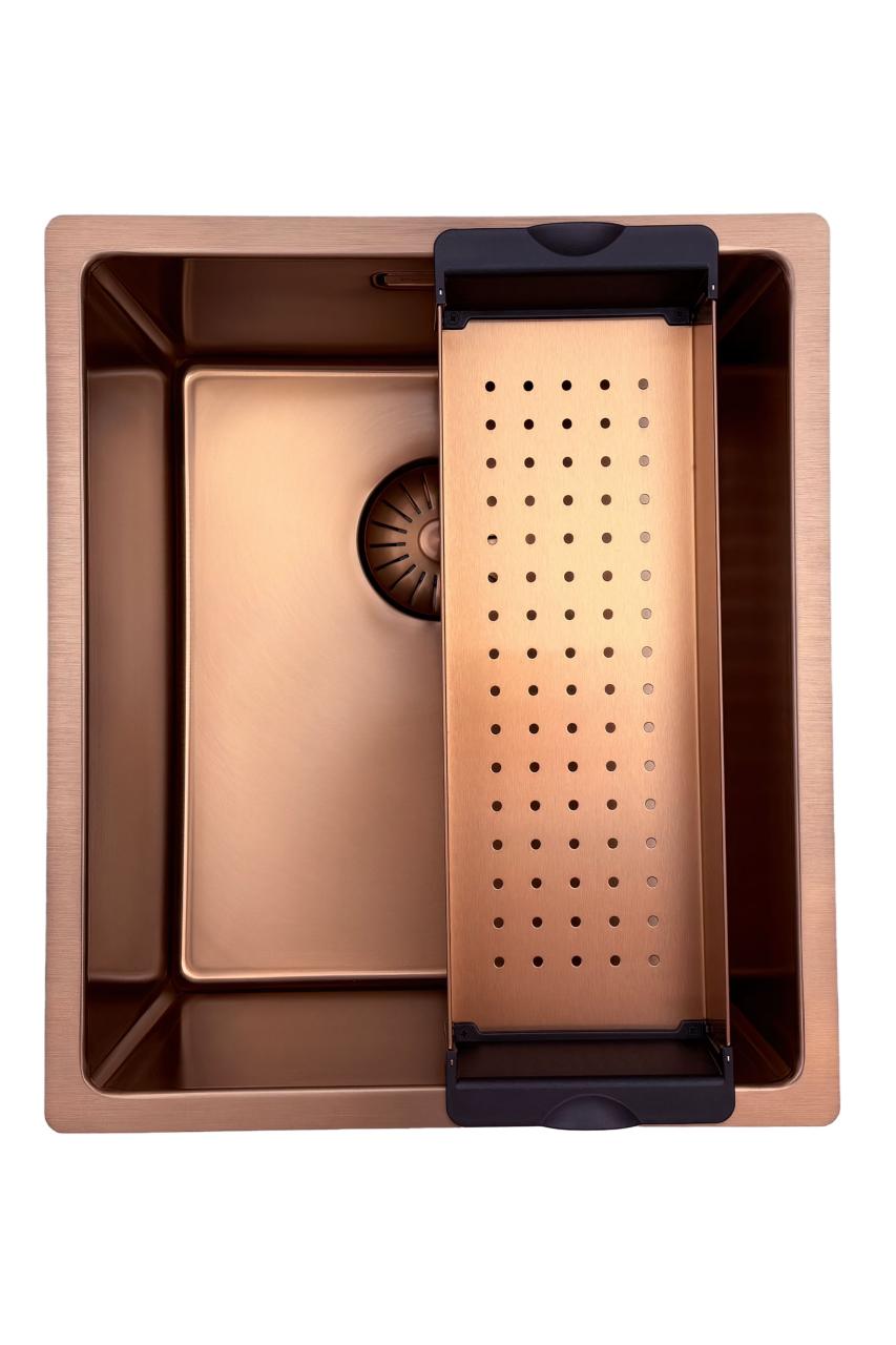 Pure.Sink Prestige sink 34x40 cm PVD Copper 10mm radius undermount, flush mount, and top mount PPG3440-62