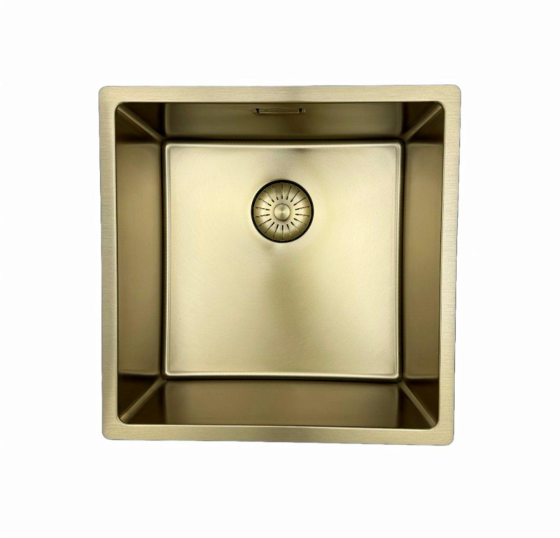 Pure.Sink Prestige sink 40x40 cm PVD Gold 10mm radius undermount, flush mount, and top mount PPG4040-60