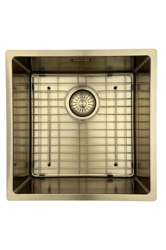 Pure.Sink Prestige sink 40x40 cm PVD Gold 10mm radius undermount, flush mount, and top mount PPG4040-60