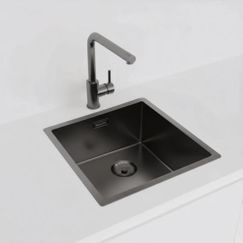 Pure.Sink Prestige sink 40x40cm PVD Gun Metal 10mm radius undermount,flush mount,topmount PPG4040-61