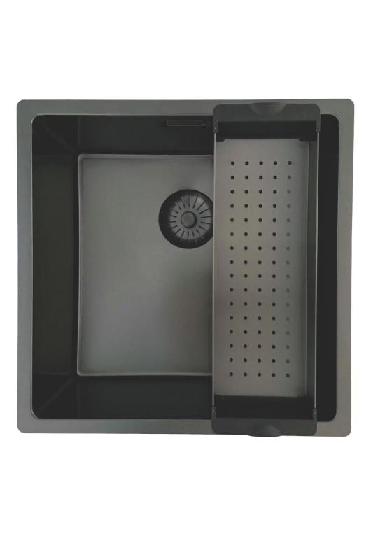 Pure.Sink Prestige sink 40x40cm PVD Gun Metal 10mm radius undermount,flush mount,topmount PPG4040-61