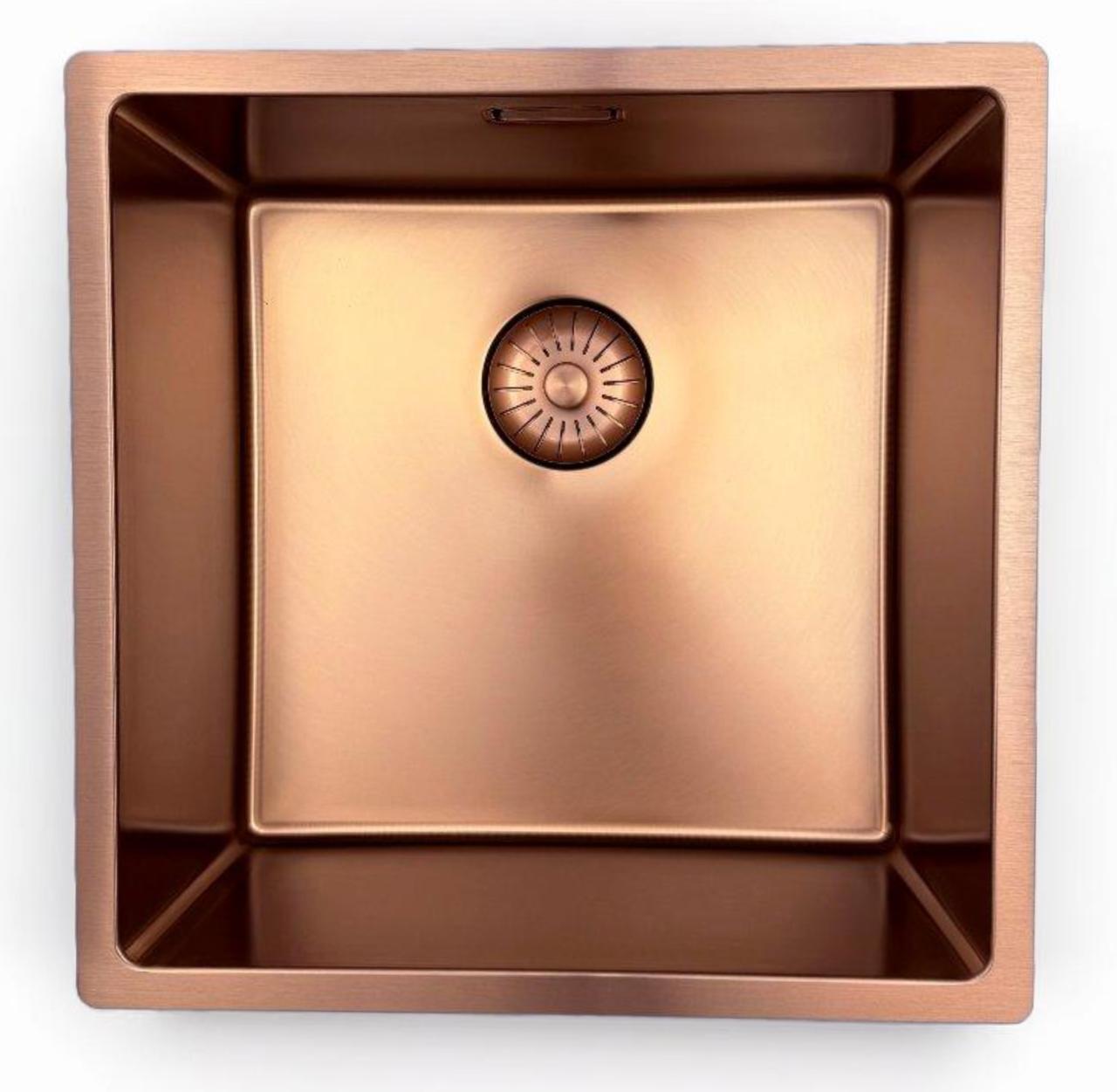 Pure.Sink Prestige sink 40x40 cm PVD Copper 10mm radius undermount, flush mount, and surface mount PPG4040-62