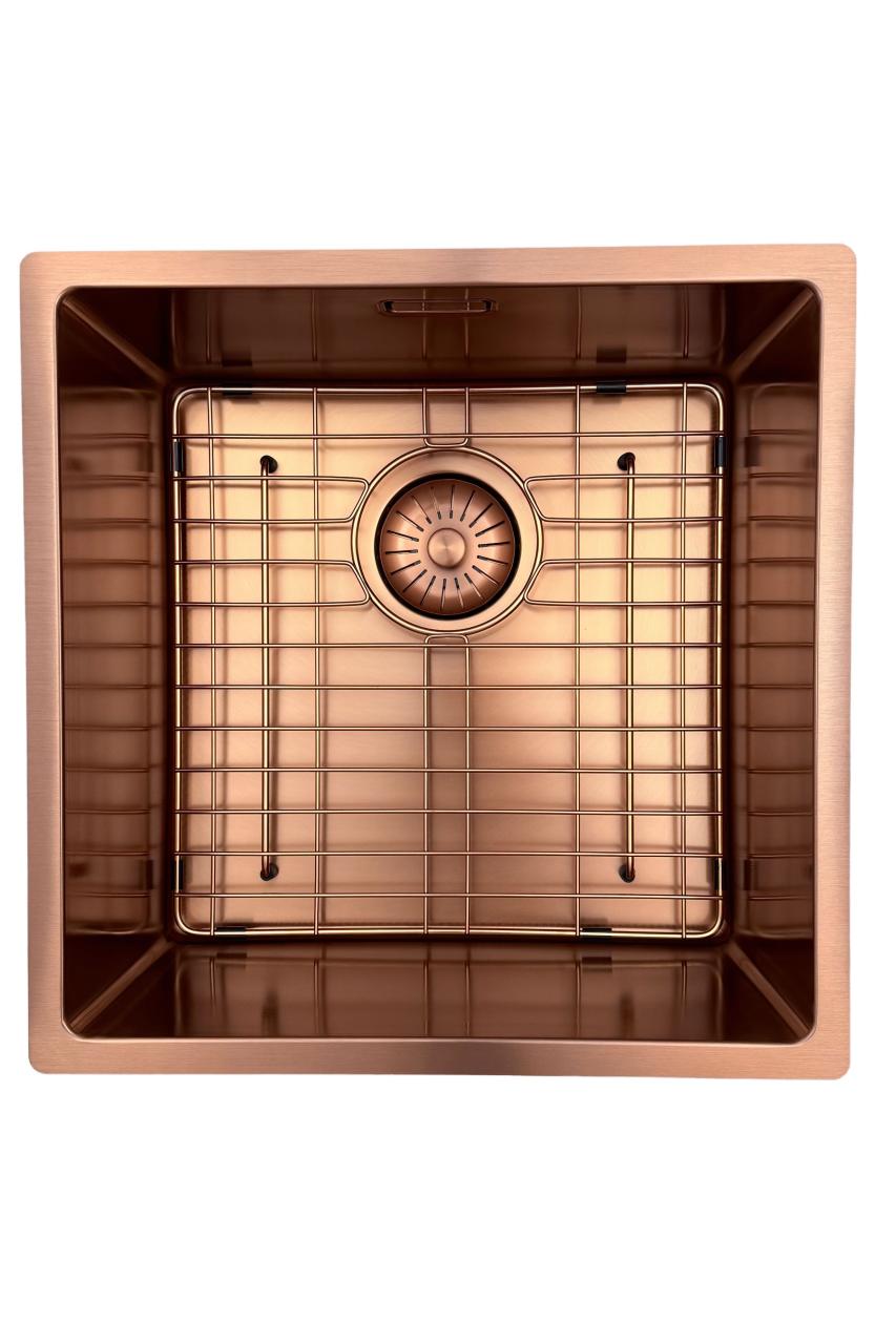 Pure.Sink Prestige sink 40x40 cm PVD Copper 10mm radius undermount, flush mount, and surface mount PPG4040-62