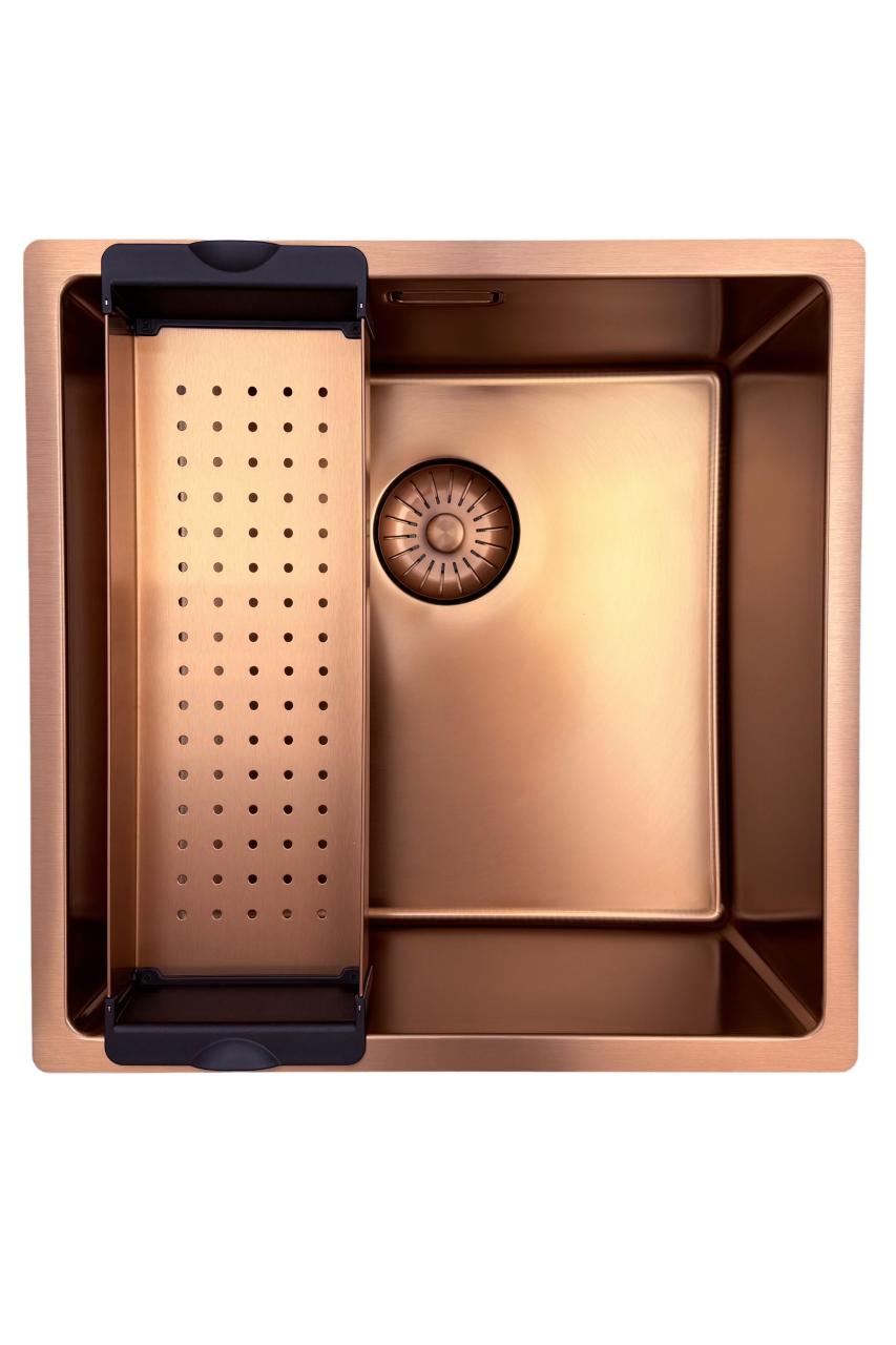 Pure.Sink Prestige sink 40x40 cm PVD Copper 10mm radius undermount, flush mount, and surface mount PPG4040-62