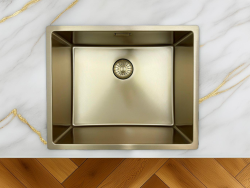 Pure.Sink Prestige sink 50x40 cm PVD Gold 10mm radius undermount, flush mount, and top mount PPG5040-60.