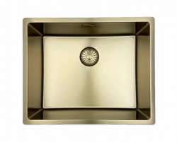 Pure.Sink Prestige sink 50x40 cm PVD Gold 10mm radius undermount, flush mount, and top mount PPG5040-60.