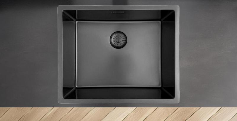 Pure.Sink Prestige sink 50x40 cm PVD Gun Metal 10mm radius under, flush and top mount PPG5040-61
