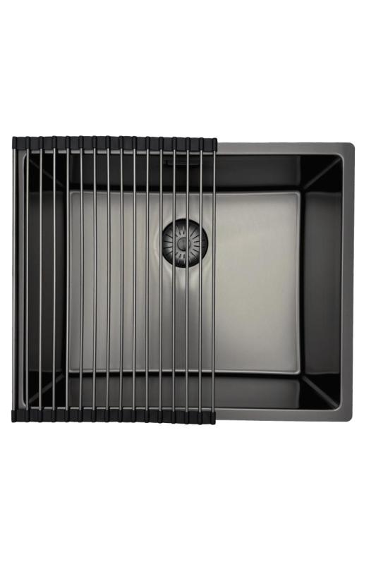 Pure.Sink Prestige sink 50x40 cm PVD Gun Metal 10mm radius under, flush and top mount PPG5040-61