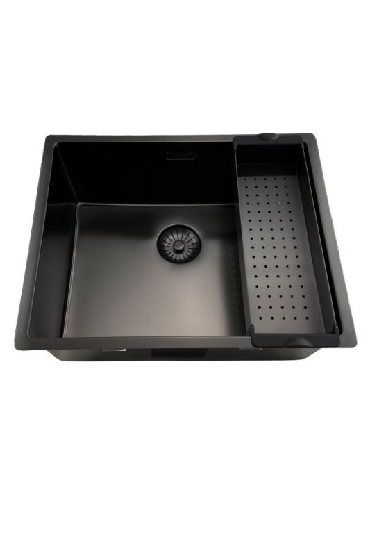 Pure.Sink Prestige sink 50x40 cm PVD Gun Metal 10mm radius under, flush and top mount PPG5040-61