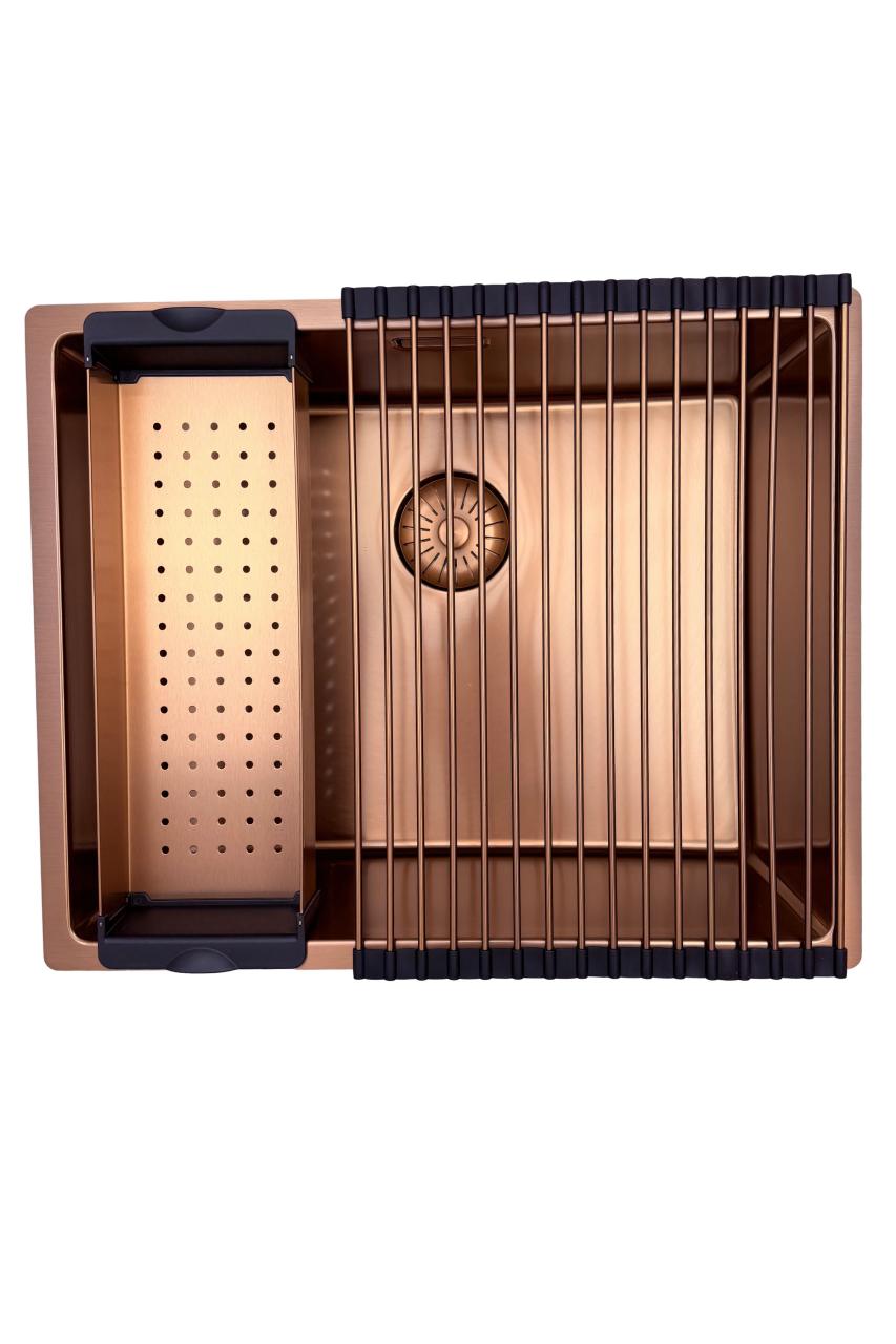 Pure.Sink Prestige sink 50x40 cm PVD Copper 10mm radius undermount, flush mount, and top mount PPG5040-62