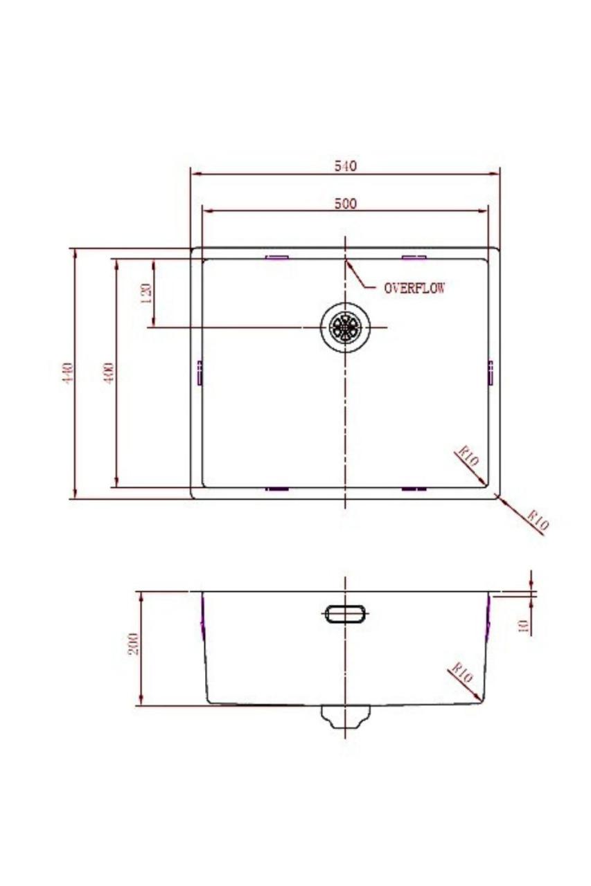 Pure.Sink Prestige sink 50x40 cm PVD Copper 10mm radius undermount, flush mount, and top mount PPG5040-62