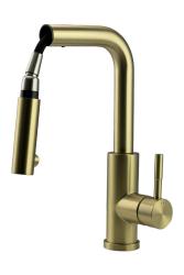 Pure.Sink Elite Steel Spark-S kitchen faucet PVD brushed gold with pull-out spout PS8041-60