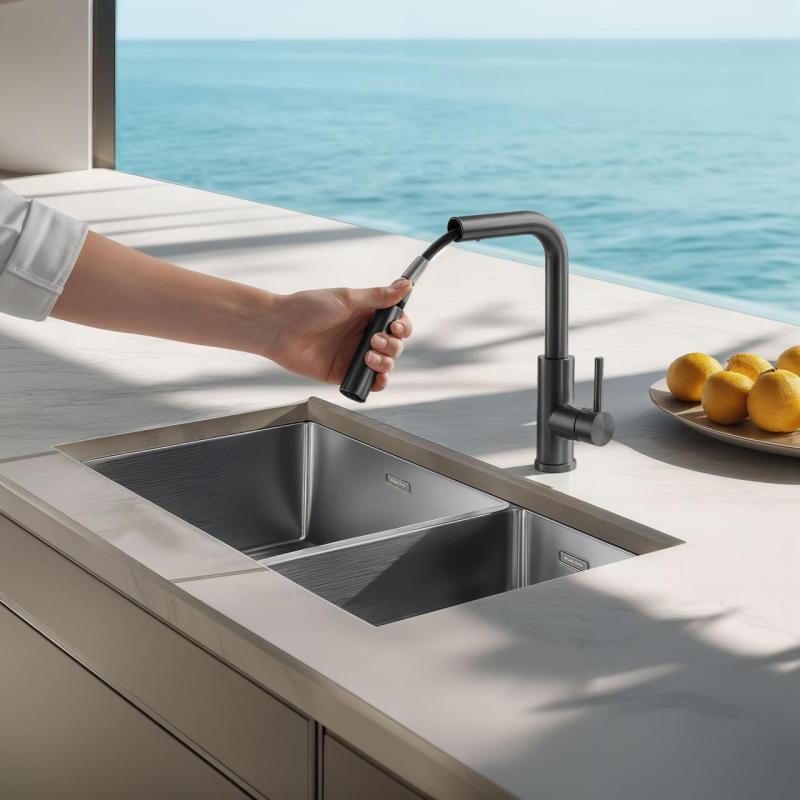 Pure.Sink Elite Steel Spark-S kitchen faucet PVD Gun Metal with pull-out spout PS8041-61