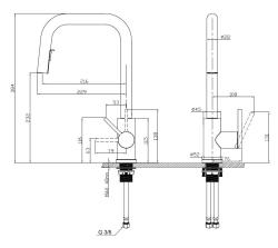 Pure.Sink Elite Steel Crystal-S kitchen faucet stainless steel with pull-out spout PS8050-02