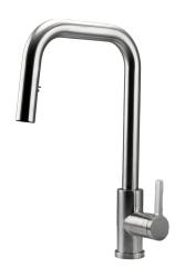 Pure.Sink Elite Steel Crystal-S kitchen faucet stainless steel with pull-out spout PS8050-02