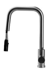 Pure.Sink Elite Steel Crystal-S kitchen faucet stainless steel with pull-out spout PS8050-02