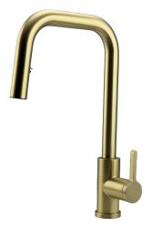 Pure.Sink Elite Steel Crystal-S kitchen faucet PVD brushed gold with pull-out spout PS8050-60