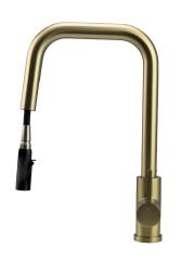 Pure.Sink Elite Steel Crystal-S kitchen faucet PVD brushed gold with pull-out spout PS8050-60