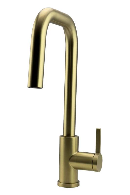 Pure.Sink Elite Steel Crystal-S kitchen faucet PVD brushed gold with pull-out spout PS8050-60