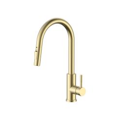 Ausmann Elite Steel Stream-S kitchen faucet PVD brushed gold with pull-out spout PS8045-60