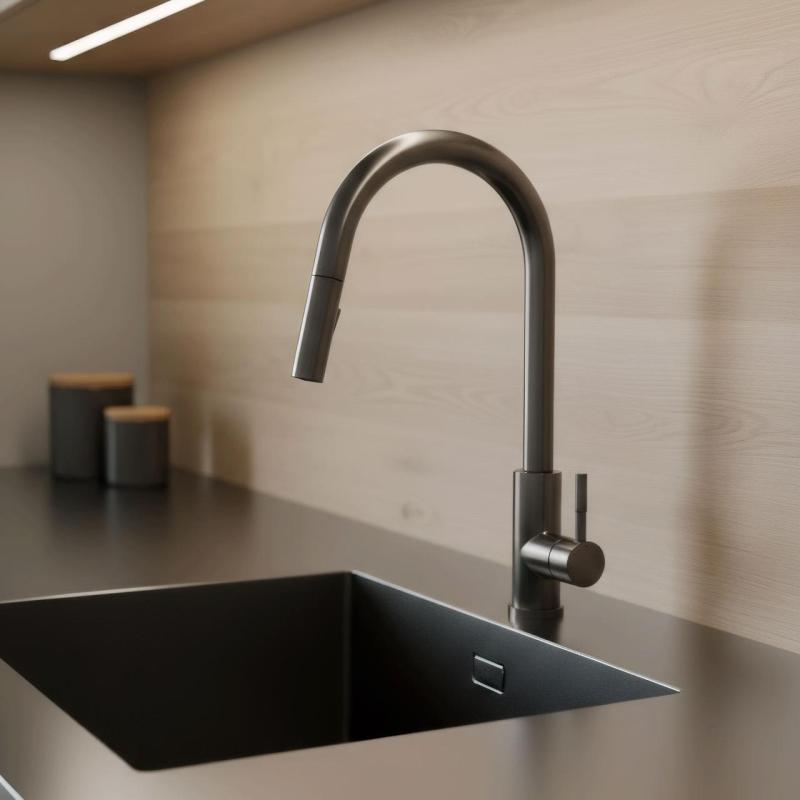 Pure.Sink Elite Steel Stream-S kitchen faucet PVD Gun Metal with pull-out spout PS8045-61