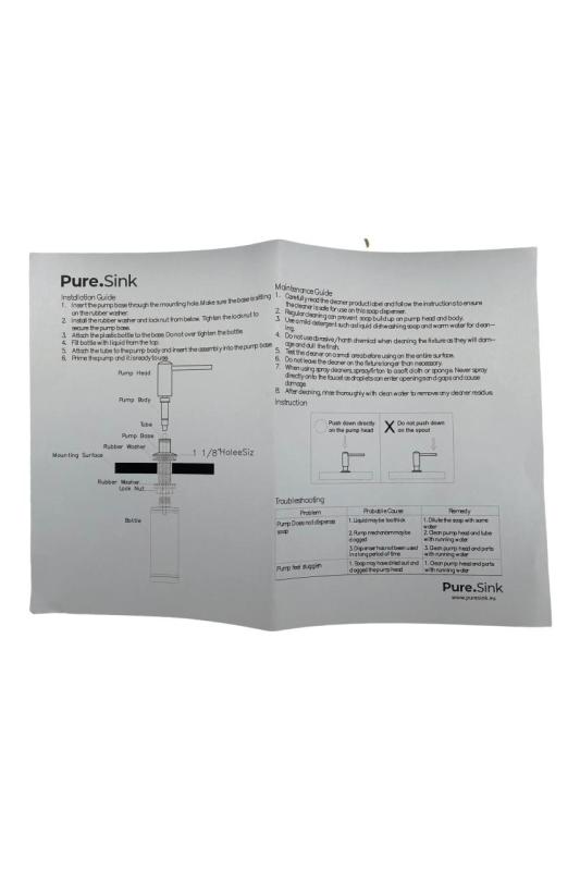 Pure.Sink Elite Steel Shine built-in soap dispenser PVD Gun Metal, refillable from above PS9010-61