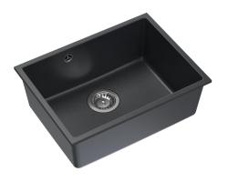 Quadri Elston Anthracite Granite Undermount Sink 495x360mm with Stainless Steel Plug 1208967659