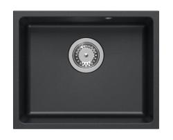 Quadri Elston Anthracite Granite Undermount Sink 420x335mm with Stainless Steel Plug 1208967660